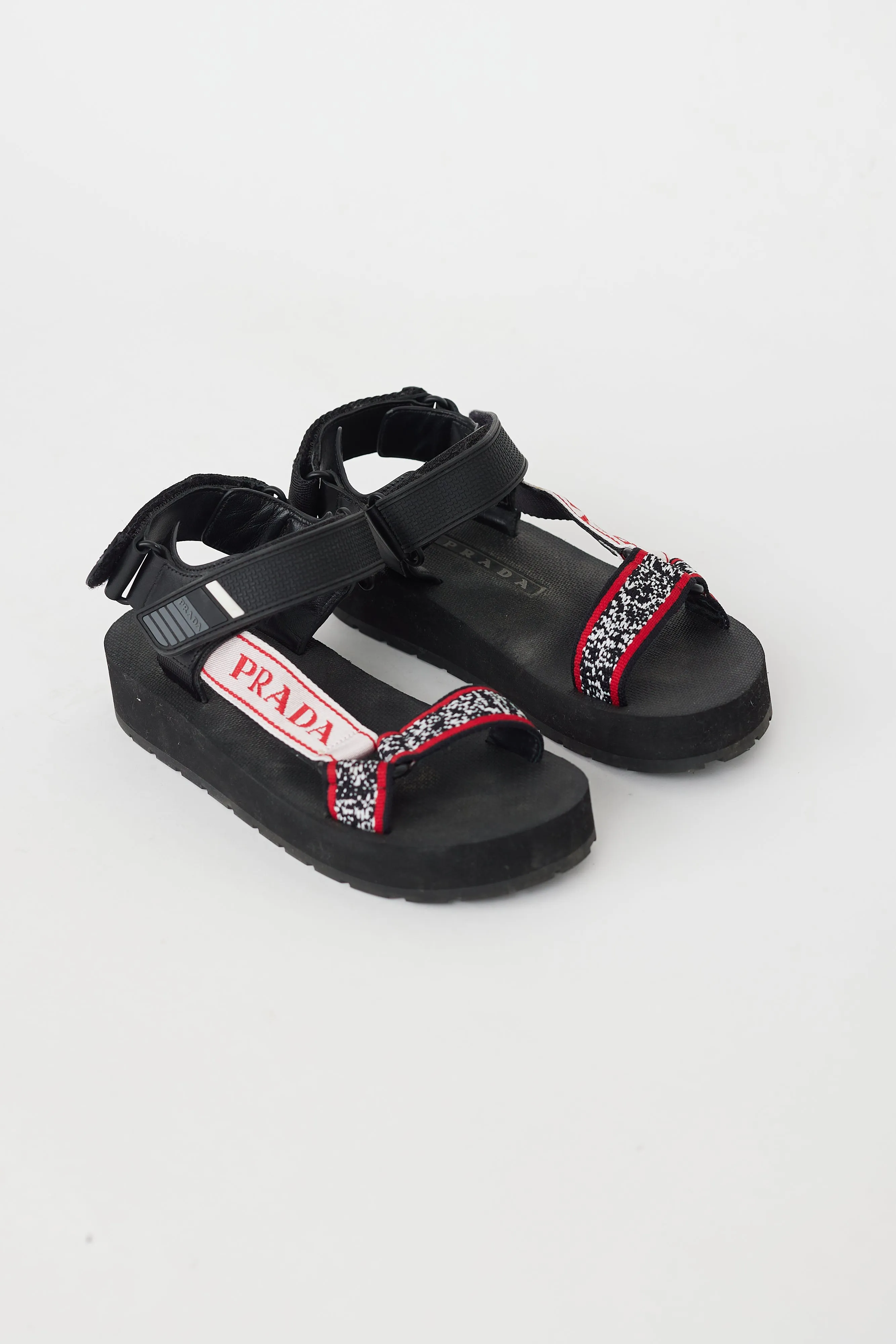 Black & Red Sport Knit Sandal