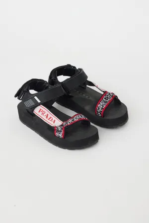 Black & Red Sport Knit Sandal