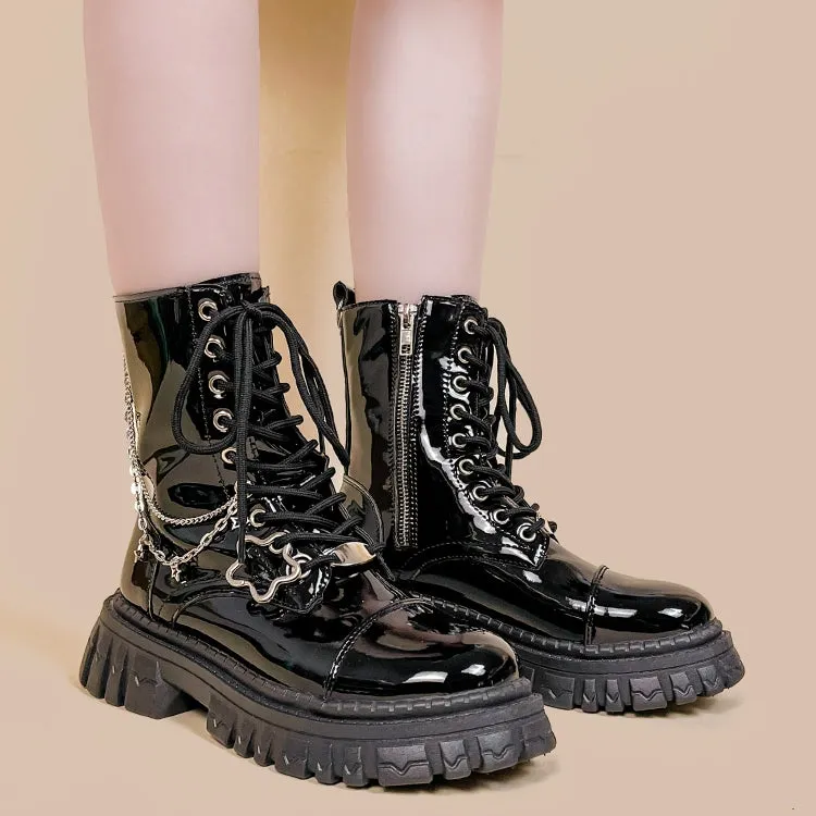 British-style Black Mid-Cut Martin Boots