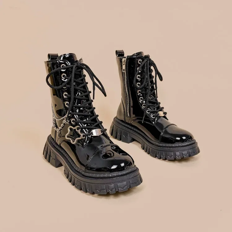 British-style Black Mid-Cut Martin Boots