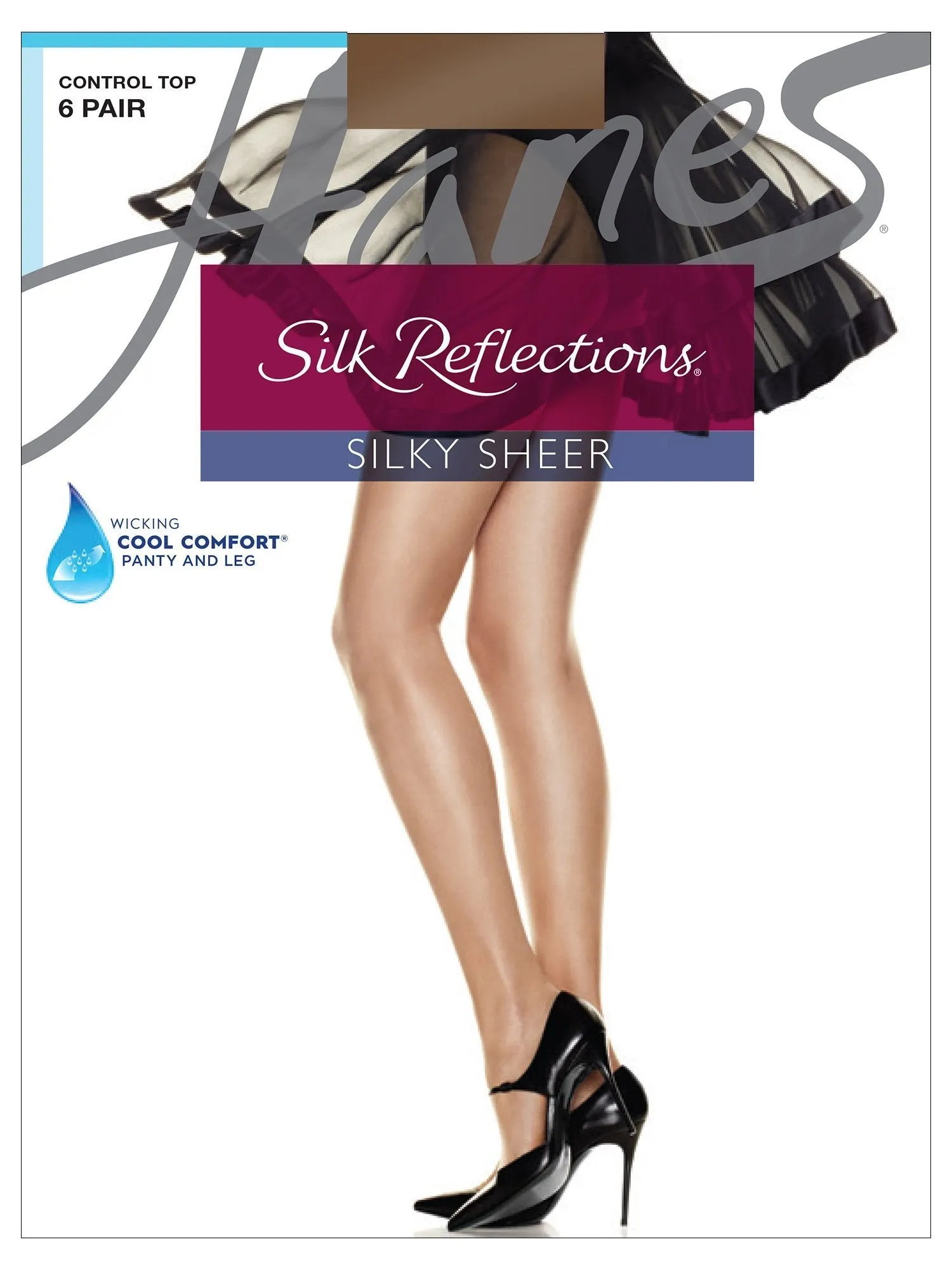 Hanes® Silk Reflections Control Top-Sheer Toe Hosiery (6 Pack)